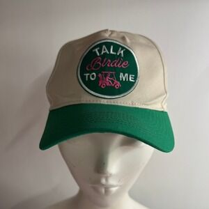 Talk Birdie To Me Golf Hat Adjustable Baseball Cap Green Pink Embroidered
